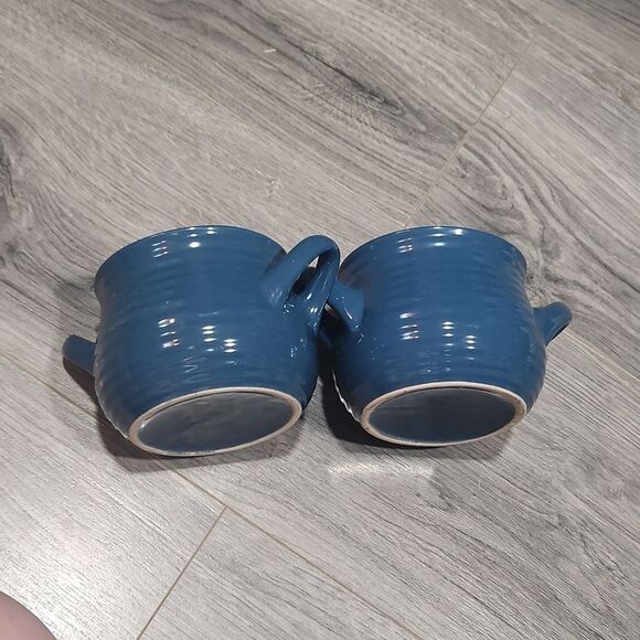 Set Of 2 California Pantry Dk Blue Crock Bowls - Picture 4 of 6